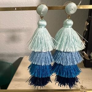 Large blue tiered earrings